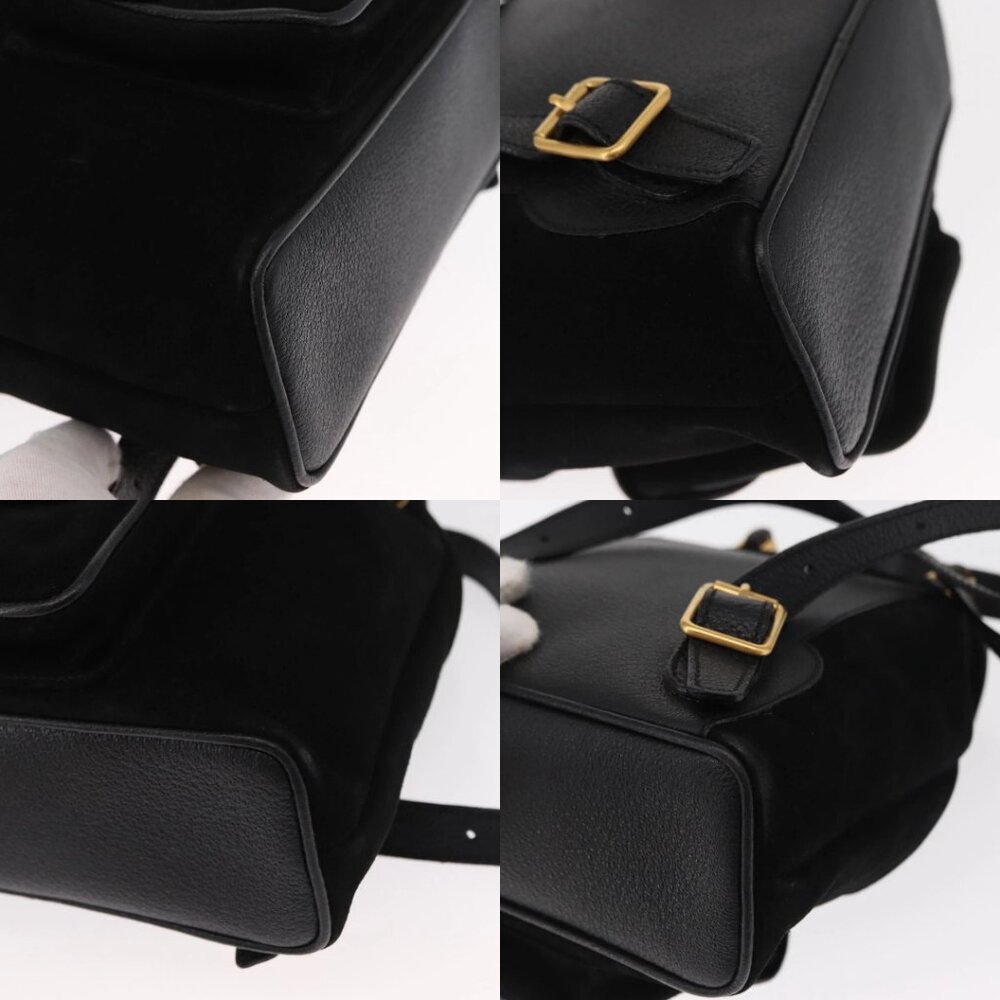 GUCCI Bamboo Backpack Suede Black Gold 003 1956 0030 Auth 155694 - Picture 14 of 15